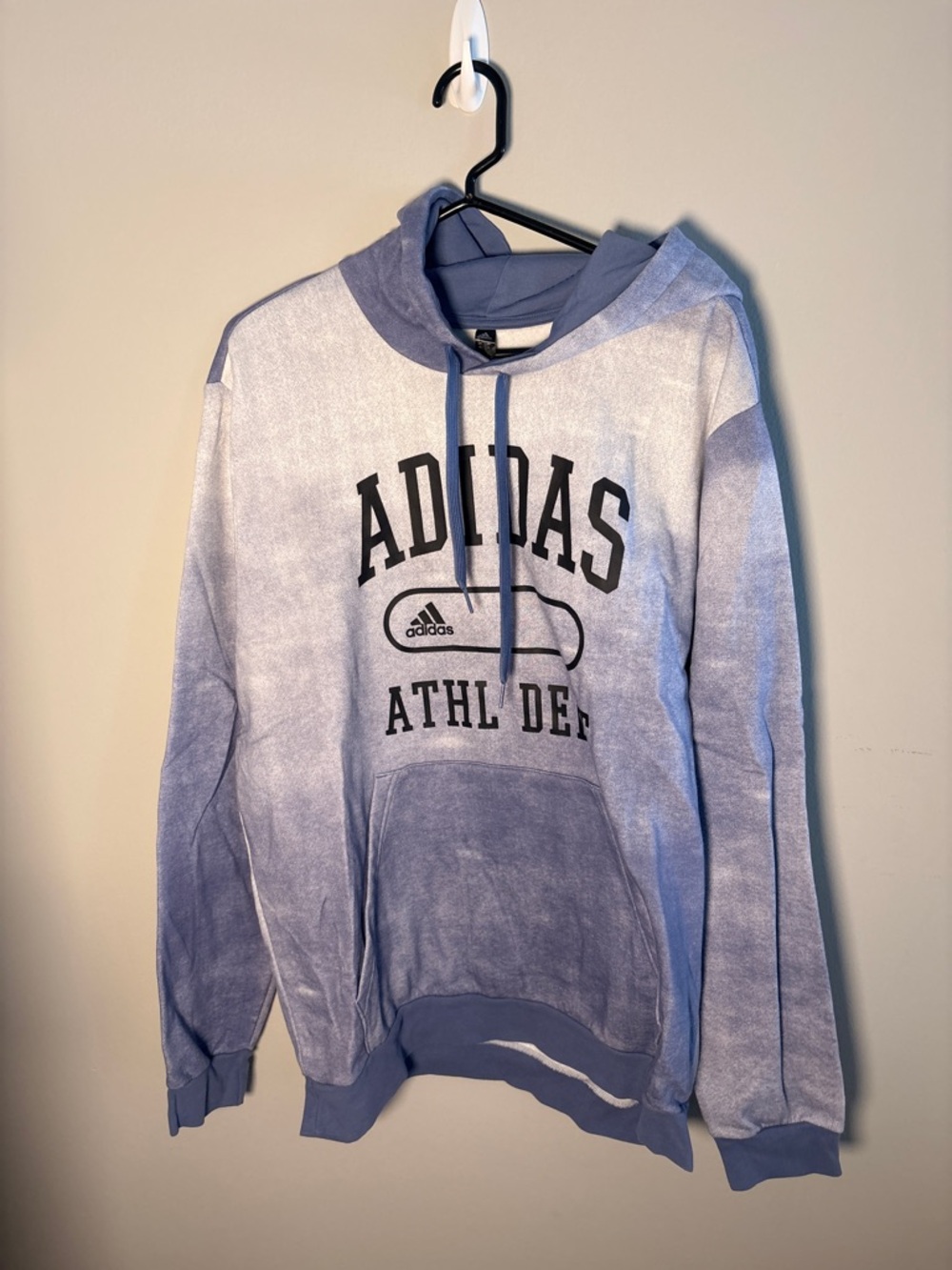 adidas Heather Gray Hoodie with Blue Hood and Drawstrings